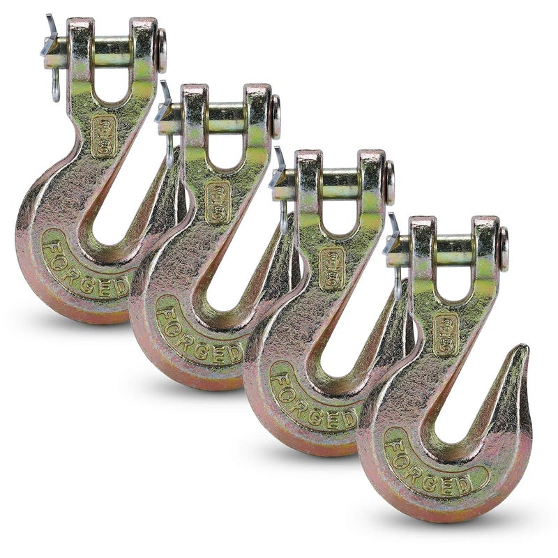Htata Prep G70 3/8 Chain Hook Heavy Duty Clevis Grab Hook for 3/8 Inch Grade 70 Chain - for Trailer Truck Transport Yellow Chromate Finish (4Pack) - Image 1